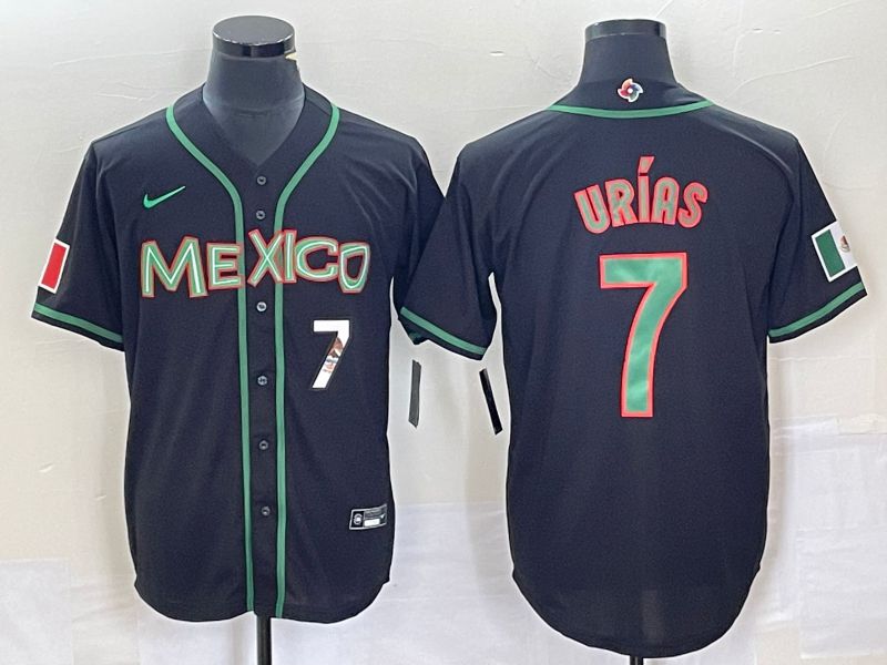 Men 2023 World Cub Mexico 7 Urias Black green Nike MLB Jersey